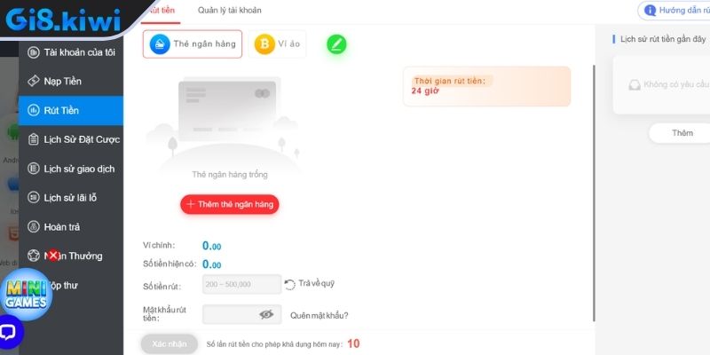 Lưu ý khi thực hiện giao dịch nạp và rút tiền GI8